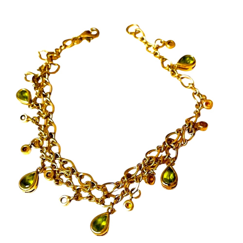 Peridot and Citrine Sterling Silver Charm Bracelet from The Silver Company